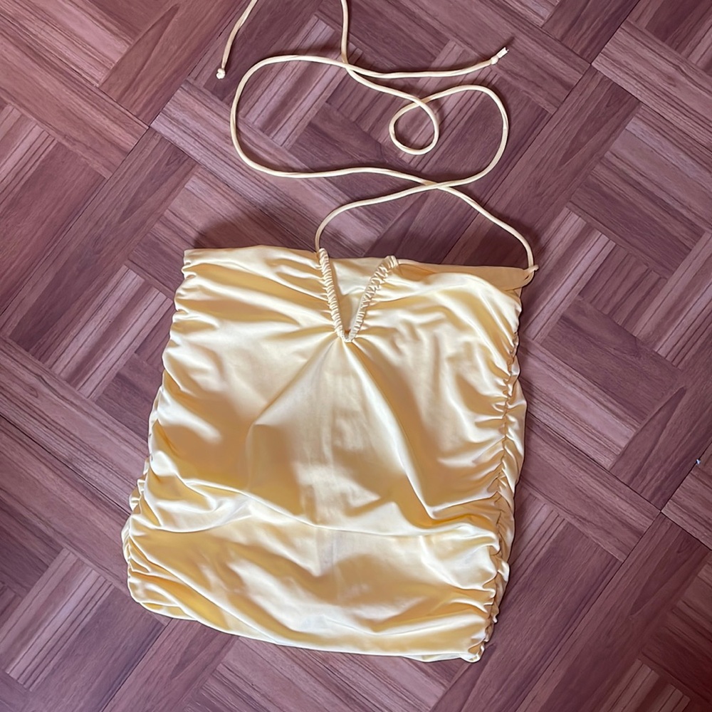 Yellow V Strappy Mini Skirt